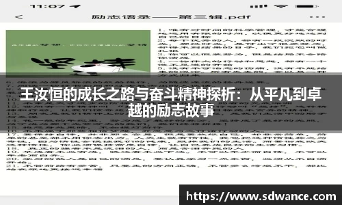 王汝恒的成长之路与奋斗精神探析：从平凡到卓越的励志故事
